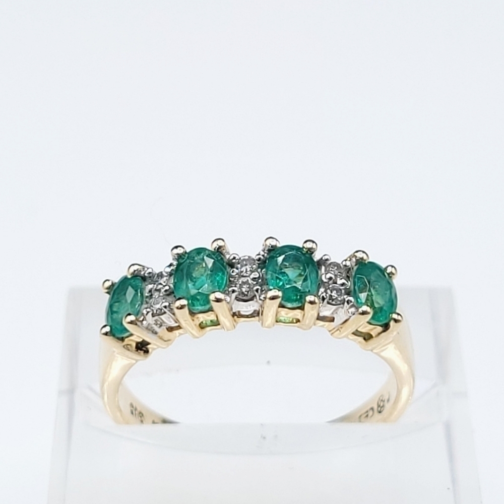 14k emerald and diamond ring size 6.0